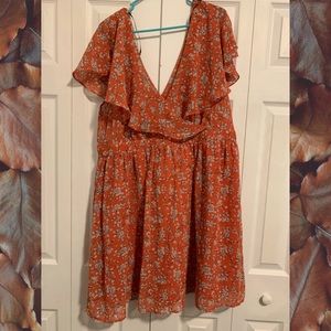 Floral Dress 2X Orange